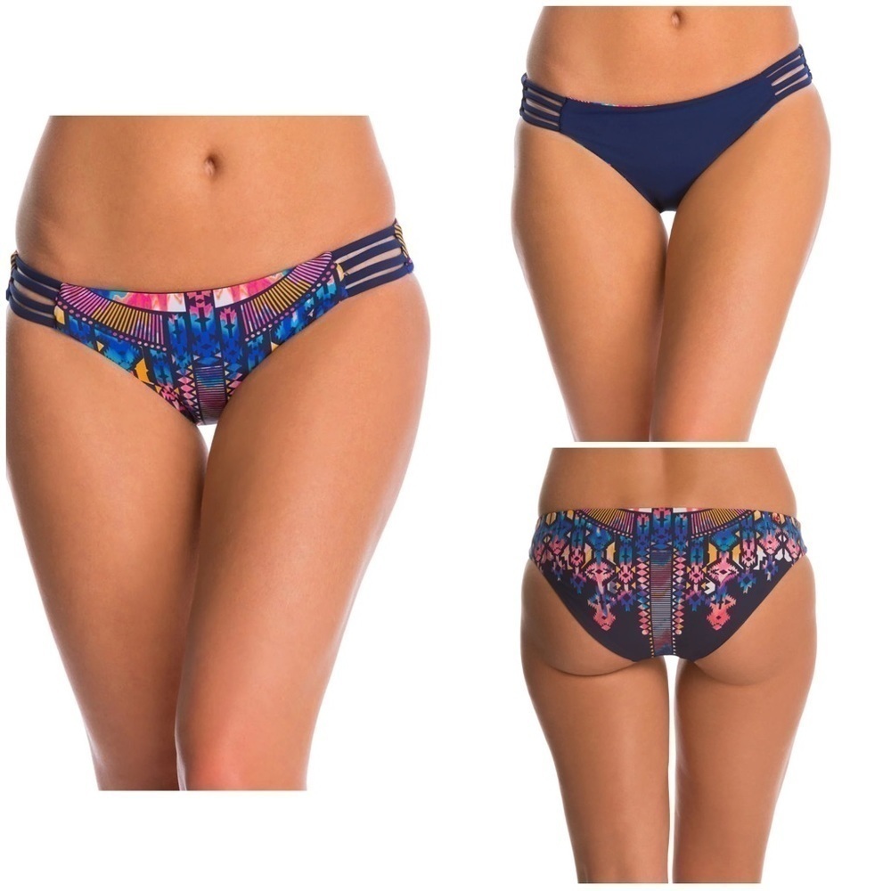 EUC Red Carter Dream Catcher Reversible Strappy Hipster Bikini Bottom Medium